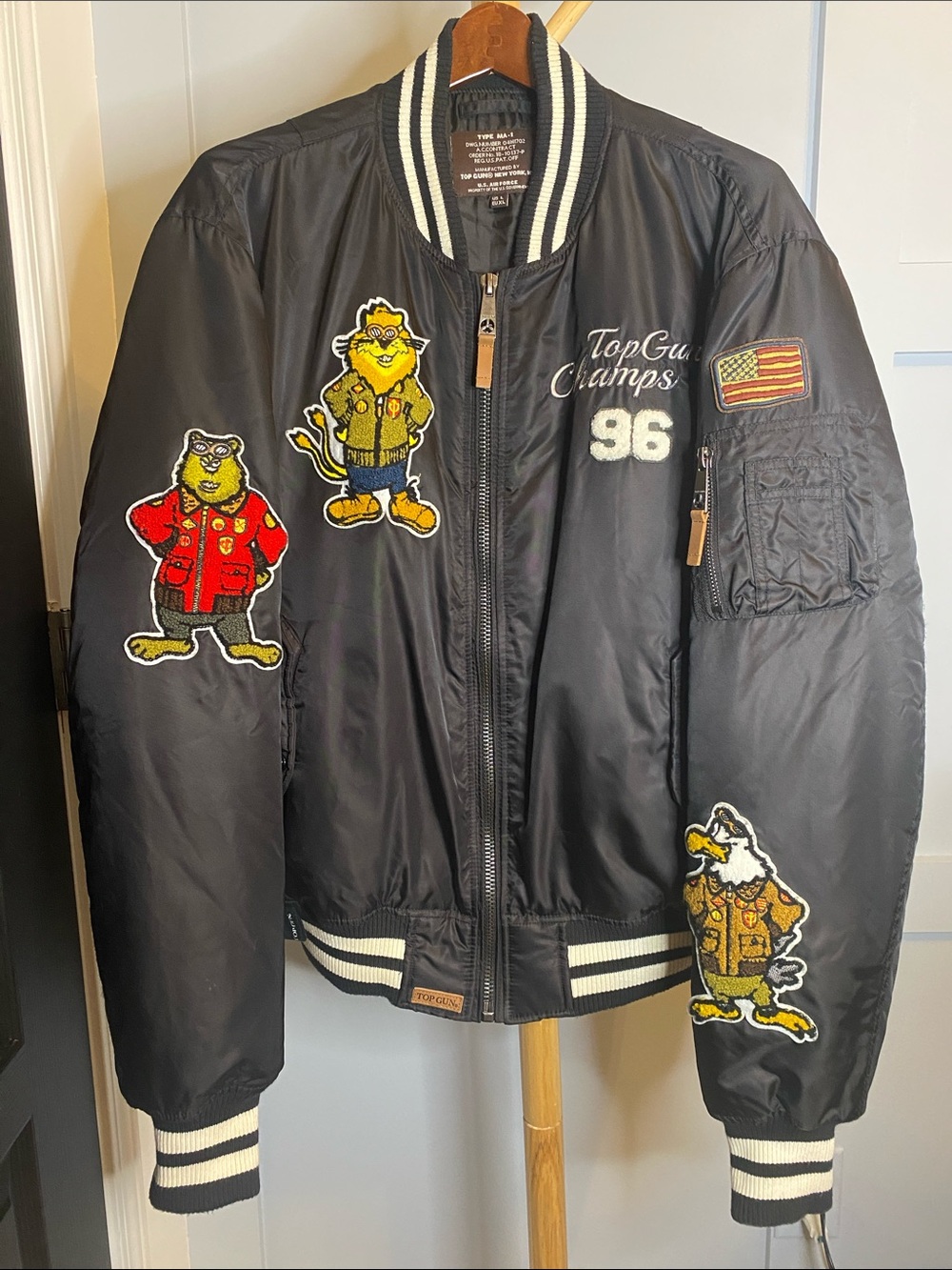 Top Gun Champs 96 Black Patch Bomber Jacket U.S. Air Force